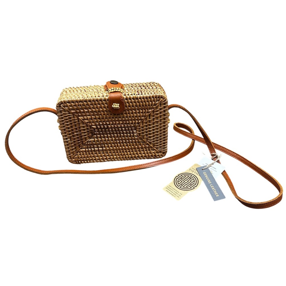 Wicker Rattan Basket Crossbody Bag